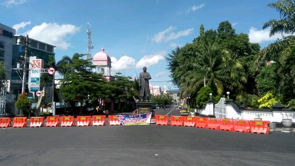 Penutupan ruas jalan di Kota Salatiga saat PPKM Darurat/RMOLJateng