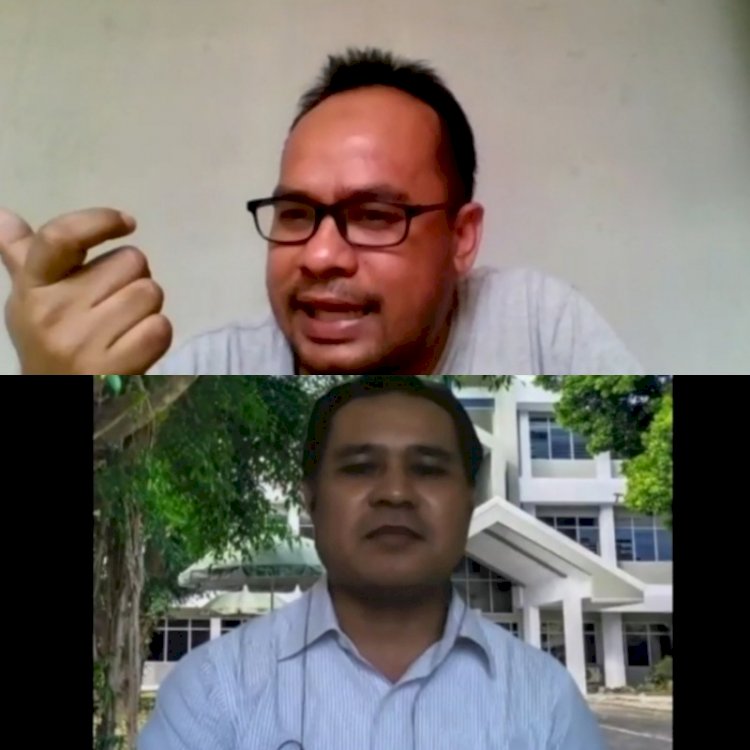 Dr Tedi Kholiludin (atas) dan Dr Demianus Nataniel, M.Th saat acara Obsesi yang digelar virtual, Jumat (27/8)./ Net