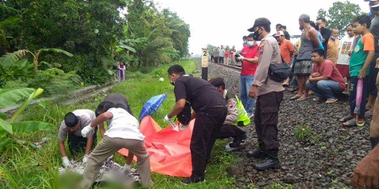 Petugas mengevakuasi korban setelah tertabrak kereta api/RMOLJateng