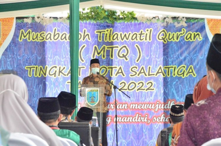 Wali Kota Salatiga Yuliyanto SE., MM saat membuka ajang Musabaqah Tilawatil Quran (MTQ) Tingkat Kota Salatiga Tahun 2022, Rabu (16/3). 