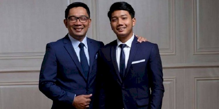 Gubernur Jawa Barat Ridwan Kamil dan putra sulungnya, Emmeril Khan Mumtadz/Net    