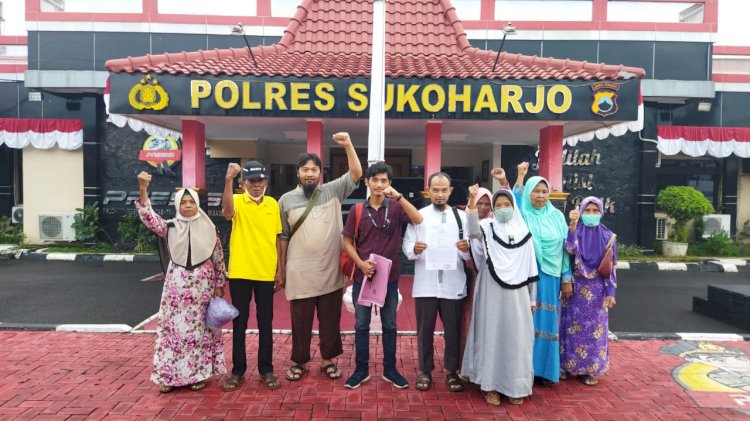 Warga Nguter terdampak limbah didampingi LBH Semarang melapor ke Polres Sukoharjo soal dugaan pencemaran lingkungan dari pipa limbah ilegal milik PT RUM. 