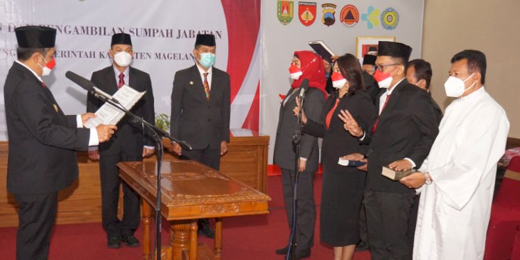 Tiga perwakilan pejabat yang dilantik Bupati Magelang Zaenal Arifin. RMOL Jateng