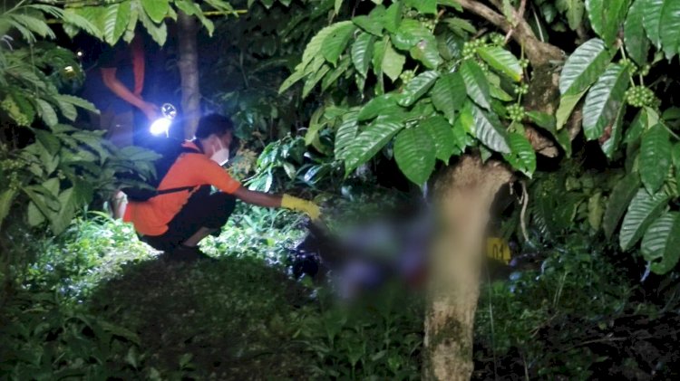 Tim Inafis Polres Semarang, tengah malam langsung melakukan olah tempat kejadian perkara laki-laki tak bernyawa di Perkebunan Kopi milik PTPN IX.