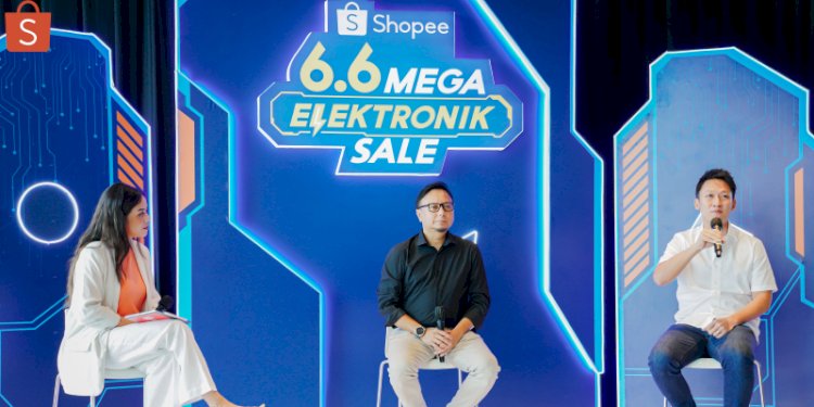 Shopee menghadirkan acara BincangShopee 6.6 Mega Elektronik Sale: Daya Tarik Kreasi Konten Visual yang dihadiri oleh Dhiarcom, Seleb & Tech Influencer dan Daniel Minardi, Head of Brands Management & Digital Products Shopee Indonesia. Dok. Shopee 