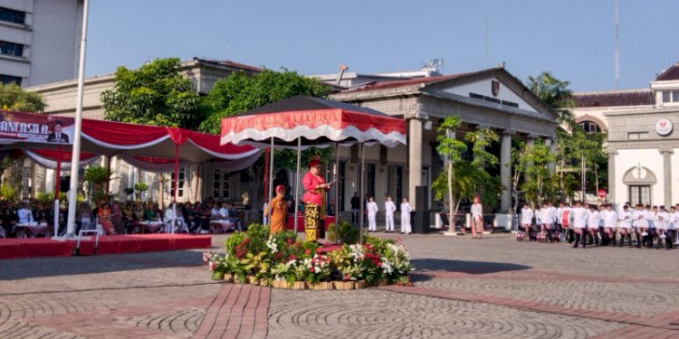 Wali Kota Semarang, Hevearita G. Rahayu memimpin Upacara Hari Lahir Pancasila di Balaikota Semarang, Kamis (1/6). RMOL Jateng 