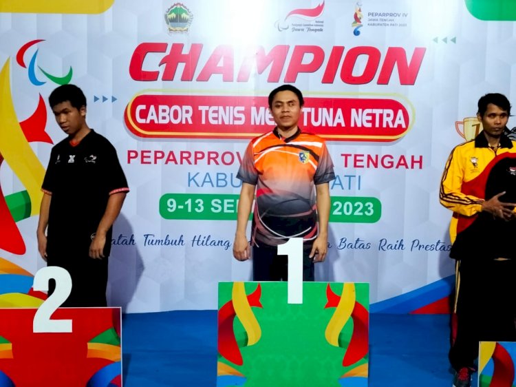 Tito Legowo dari cabor tenis meja tuna netra raih medali emas ke 3 untuk Kab Demak