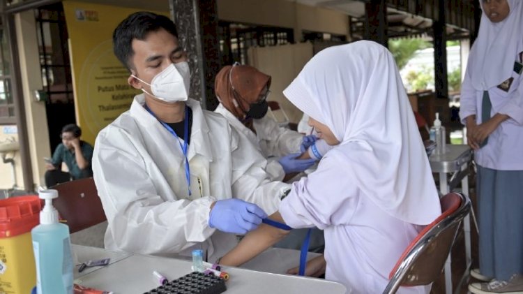 Kegiatan skrining Thalassemia dan edukasi Thalassemia yang diselenggarakan oleh PT Prodia dan Perhimpunan Orangtua Penyandang Thalassemia Indonesia (POPTI) Purbalingga di Pendopo Dipokusumo, Selasa (26/9). RMOL Jateng