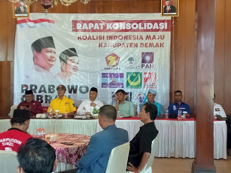 Suasana rapat konsolidasi Koalisi Indonesia Maju Kabupaten Demak untum memenangkan Prabowo - Gibran di Pemilu 2024.