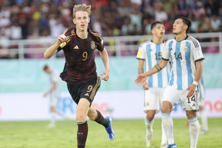 Aksi Timnas Jerman melawan Argentina laga semi final di Stadion Manahan Solo Foto doc : LOC WCU17/NFL