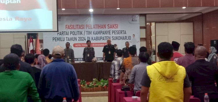 Pelatihan saksi pengawas pemilu yang digelar Bawaslu Sukoharjo.
