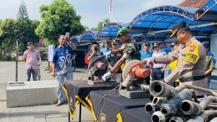Pemusnahan knalpot brong Polres Tegal. RMOL Jateng