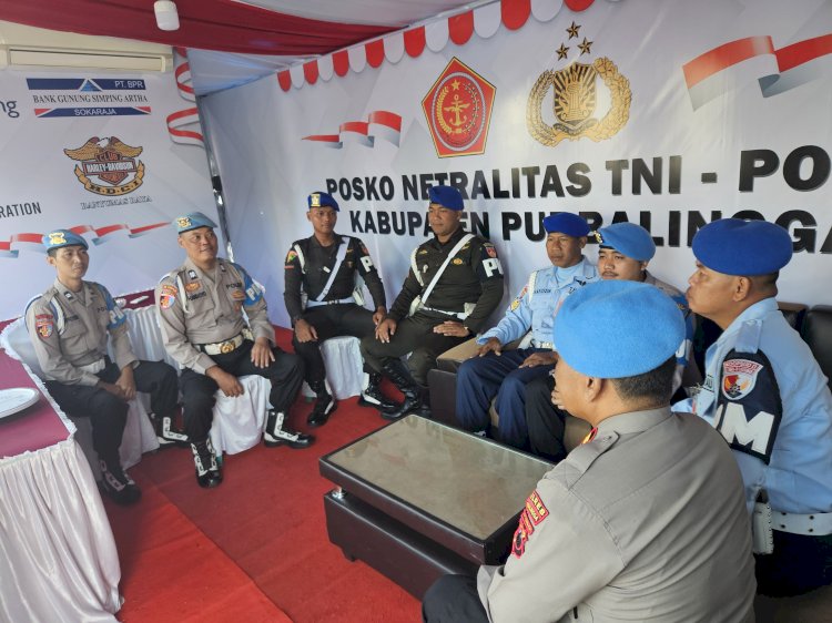 Posko netralitas TNI-Polri yang berada di alun alun Purbalingga. Prayitno/Dok.RMOLJateng
