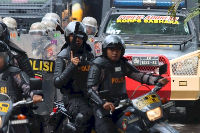 Pasukan Dalmas dan Raimas Ikuti Latihan Pengendalian Massa (06/02). Foto: Dian Tanti Burhani/RMOLJateng