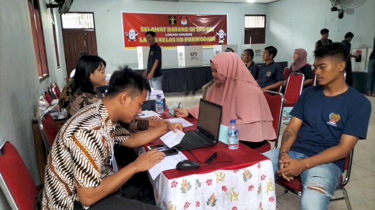 Warga Binaan Merasa Senang Dapat Ikut Berpartisipasi Dalam Menentukan Pimpinan Bangsa Ke Depan Pada Pemilu 2024, Rabu (14/02). Foto: Rubadi/RMOLJateng