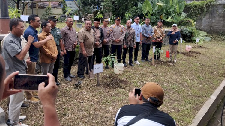 Asisten Umum Setda Kabupaten Magelang, Asfuri Muhsis, menanam bibit pohon Tabebuya untuk memperindah obyek wisara air Kalibening. RMOL Jateng
