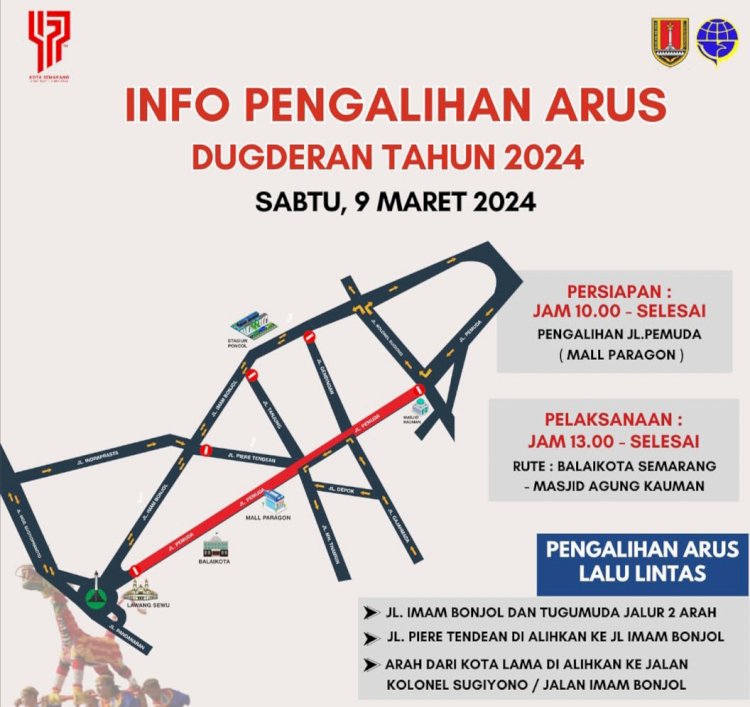Jalan Protokol Yang Ditutup Karena Kirab Dugderan Menyambut Bulan Suci Ramadhan 2024 Di Kota Semarang, Sabtu (09/03). Dicky A Wijaya/RMOLJateng