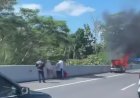 Grand Livina Terbakar Di Tol Banyumanik, Diduga Alami Korsleting 