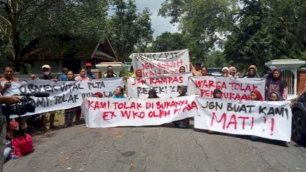 Aksi penolakan yang dilakukan warga sekitar Kedungombo, Senin (15/4) lalu. Rubadi/RMOLJateng