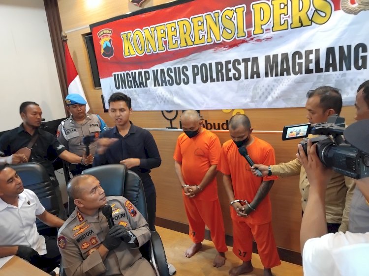 Kapolresta Kombes Mustofa saat merilis ungkap kasus pembakaran sepeda motor dan pencurian mobil. Tri Budi Hartoyo/RMOLJateng