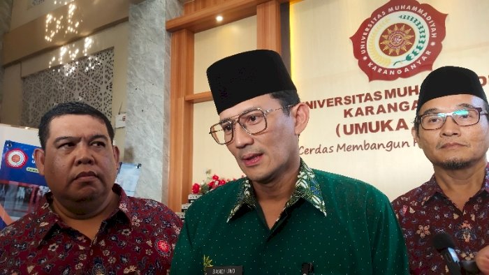 Sandiaga Uno Saat Memberikan Keterangan Kepada Wartawan Di Kampus UMUKA Solo. Dian Tanti Burhani/RMOLJawaTengah