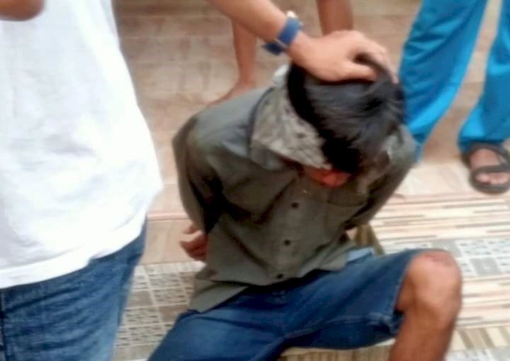 Pelaku pencurian motor di Kecamatan Wonotunggal, Kabupaten Batang usai dihajar massa. Ist