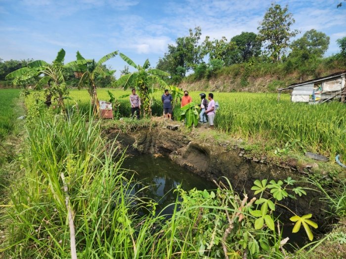 Lokasi bekas galian tempat tenggelamnya dua orang di area persawahan. Dian Tanti/RMOLJateng