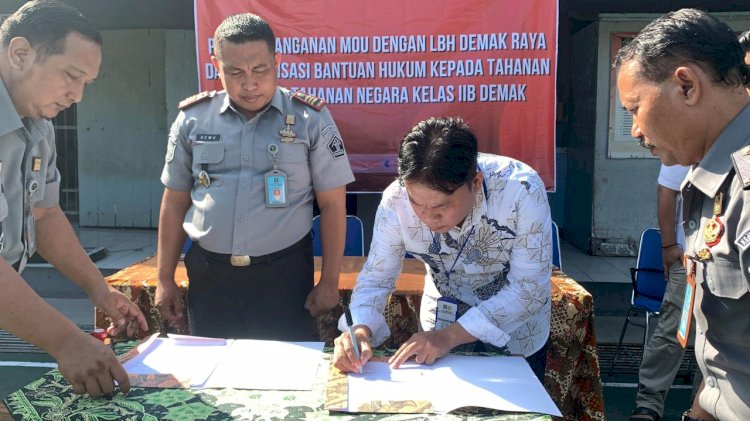 Pelaksanaan MOU Antara LBH Dera Dengan Rutan Kelas IIB Demak, Selasa (25/06). Nungki S Nurhidayanto/RMOLJawaTengah
