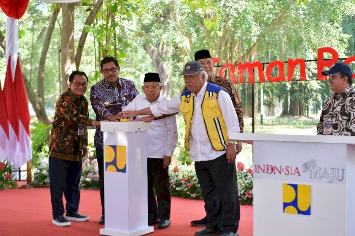 Wakil Presiden Republik Indonesia, Ma'ruf Amin, Resmikan Taman Balekambang Solo, Kamis (25/07). Dian Tanti Burhani
