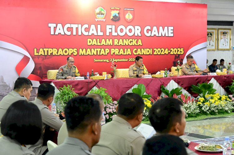 Polda Jawa Tengah menggelar Tactical Floor Game (TFG) sebagai bagian dari Latpraops Mantap Praja Candi 2024 di Gedung Gradika Bhakti Praja, Jalan Pahlawan, Semarang, pada Senin pagi (2/9). Humas Polda Jateng 