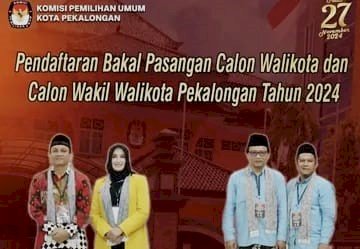 Komisi Pemilihan Umum (KPU) Kota Pekalongan Resmi Menetapkan HA Afzan Arslan Djunaid-Hj Balgis Diab (AJIB) Dan H. Muhtarom-H. Makmur Sofyan Mustofa (UTAMA) Sebagai Pasangan Calon (Paslon) Wali Kota-Wakil Wali Kota Pekalongan, Minggu (22/09). Istimewa 