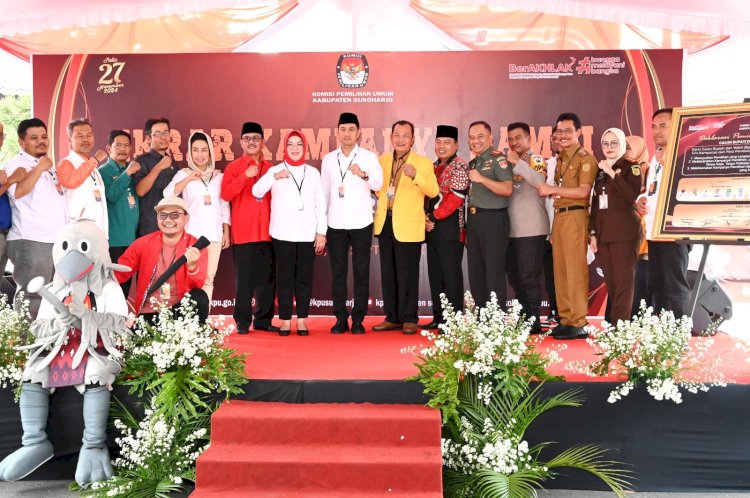 Komisi Pemilihan Umum (KPU) Kabupaten Sukoharjo Telah Melaksanakan Pengundian Nomor Urut Untuk Pemilihan Calon Bupati Dan Wakil Bupati Sukoharjo 2024 Pada Senin (23/09). Humas Sukoharjo/RMOLJawaTengah