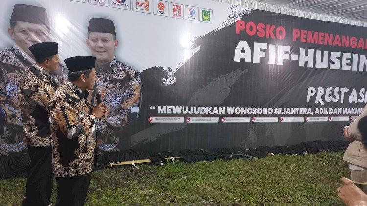 Pasangan Calon Bupati Wonosobo Nomor Urut 1 Afif-Husein Meresmikan Posko Pemenangan. Ari Sunandar/RMOLJawaTengah