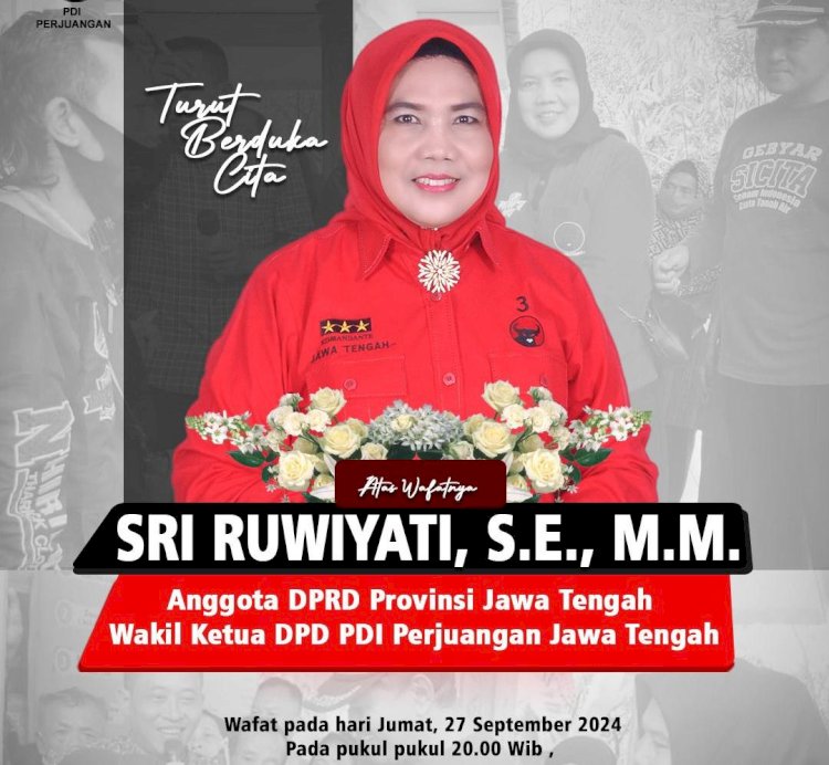 Hj Sri Ruwiyati SE MM, Salah Satu Tokoh Wanita Persatuan Demokrasi Indonesia Perjuangan (PDI-P) Jawa Tengah Asal Kabupaten Banjarnegara, Meninggal Dunia Jumat Malam (27/09). Dokumentasi/RMOLJawaTengah