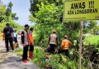 Miring Akibat Abrasi dan Longsor, Jalan Penghubung Grobogan-Sragen Dapatkan Penaganan BPBD Grobogan