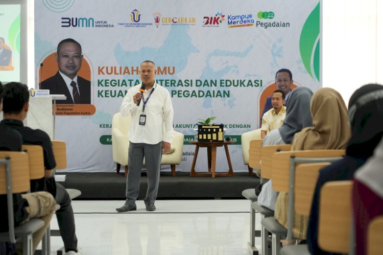 Universitas Muria Kudus menggelar kuliah tamu literasi dan edukasi keuangan dengan nara sumber PT Pegadaian.