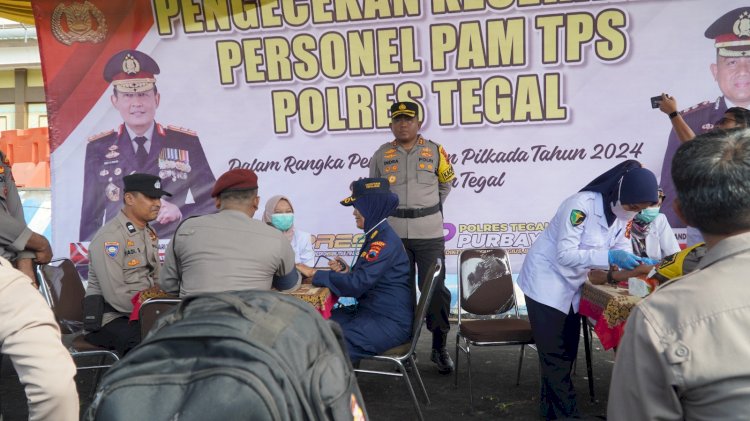 Kapolres Tegal, AKBP Andi M. Indra Waspada Amirulah, Memantau Langsung Pengecekan Kesehatan Personel Polri. Istimewa