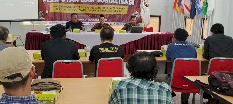 KPU Rembang sedang menggelar gatering dengan media di Rembang. Yon Daryono/RMOLJateng