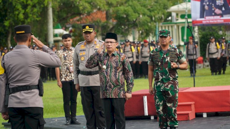 Apel Pergeseran Pasukan Pengaman di Halaman Pemda Kabupaten Tegal, Selasa (26/11) pagi. Istimewa