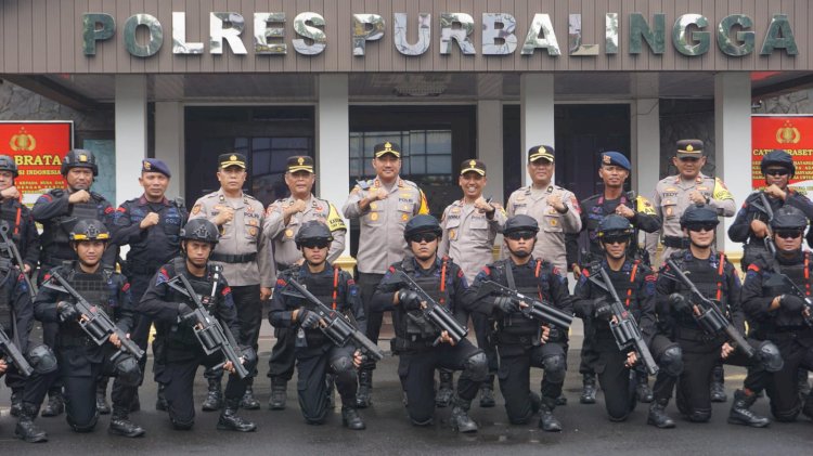 Kapolres Purbalingga Lepas Personel Brimob Bantuan Pengamanan Pilkada 2024. Istimewa