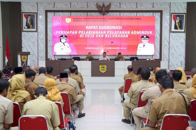 Dinas Kependudukan Dan Pencatatan Sipil (Disdukcapil) Kabupaten Sukoharjo Mengambil Langkah Untuk Mendekatkan Pelayanan Kepada Masyarakat Dalam Rapat Koordinasi (Rakor) Pada Senin, (30/12). Istimewa