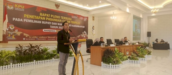 KPU Tetapkan Pasangan Calon Bupati Dan Wakil Bupati Karanganyar Terpilih. Dian Tanti Burhani/RMOLJawaTengah 