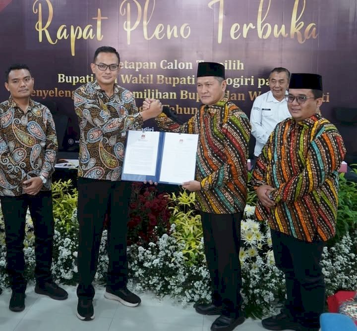 KPU Wonogiri Menetapkan Setyo Sukarno Dan Imron Sah Jadi Bupati Dan Wabup Wonogiri. Dokumentasi
