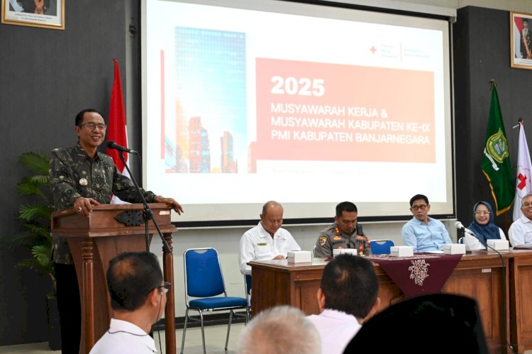 Sambutan PJ Bupati Banjarnegara, Muhamad Masrofi, pada acara peresmian pembukaan Musyawarah Kabupaten IX PMI. Arief Ferdianto/RMOLJateng