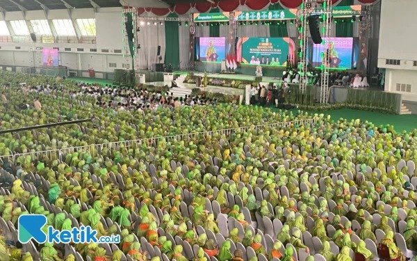 Kongres Ke-18 Muslimat Nahdlatul Ulama (NU) Yang Bertajuk Merawat Tradisi, Menguatkan Kemandirian, Meneduhkan Peradaban Dan Diselenggarakan Di Jatim International Expo (Jiexpo) Di Jalan Ahmad Yani Nomor 99, Surabaya, Senin (10/02). KetikCo.Id.