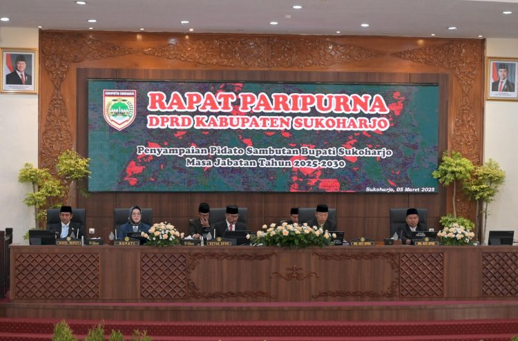 Bupati Etik Suryani Paparkan 5 Program Unggulannya Pada Paripurna DPRD Sukoharjo, Rabu (05/03). Istimewa