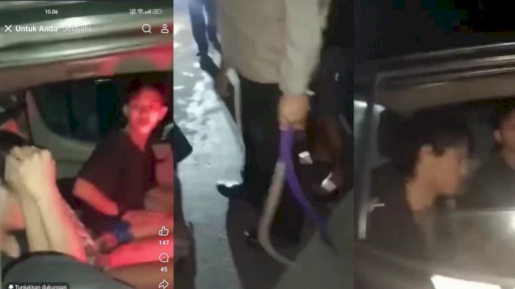 Gambar Calabs, tangkapan layar saat kedua remaja diamankan usai tawuran di Karangwader Penawangan, Sabtu (8/3) dini hari, Rubadi/RMOLJateng.