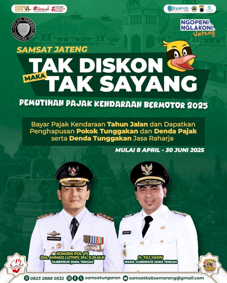 Program Pemutihan Pajak Kendaraan Bermotor (PKB) Pemerintah Provinsi Jawa Tengah Akan Berlaku 8 April-30 Juni 2025. Dokumentasi Badan Pendapatan Daerah
