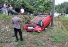 Polsek Karanggede Evakuasi Mobil Tergelincir Ke Sawah Di Jalur Klego-Karanggede