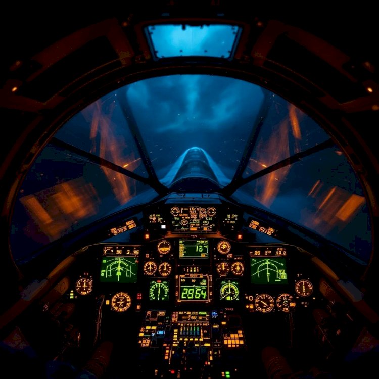 Ilustrasi Dashboard Pesawat Jet Tempur. Stockcake
